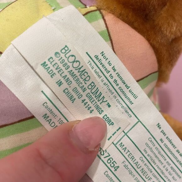 Bloomer Bunny Plush Stuffed Animal Vintage Easter Rabbit 1989 American Greetings - Picture 8 of 9